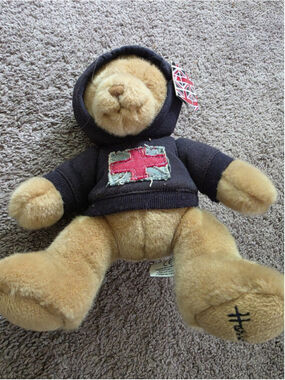 Harrods London Teddy Bear 12" Plush Tan Navy Union Jack Hoodie Vintage Org Tag